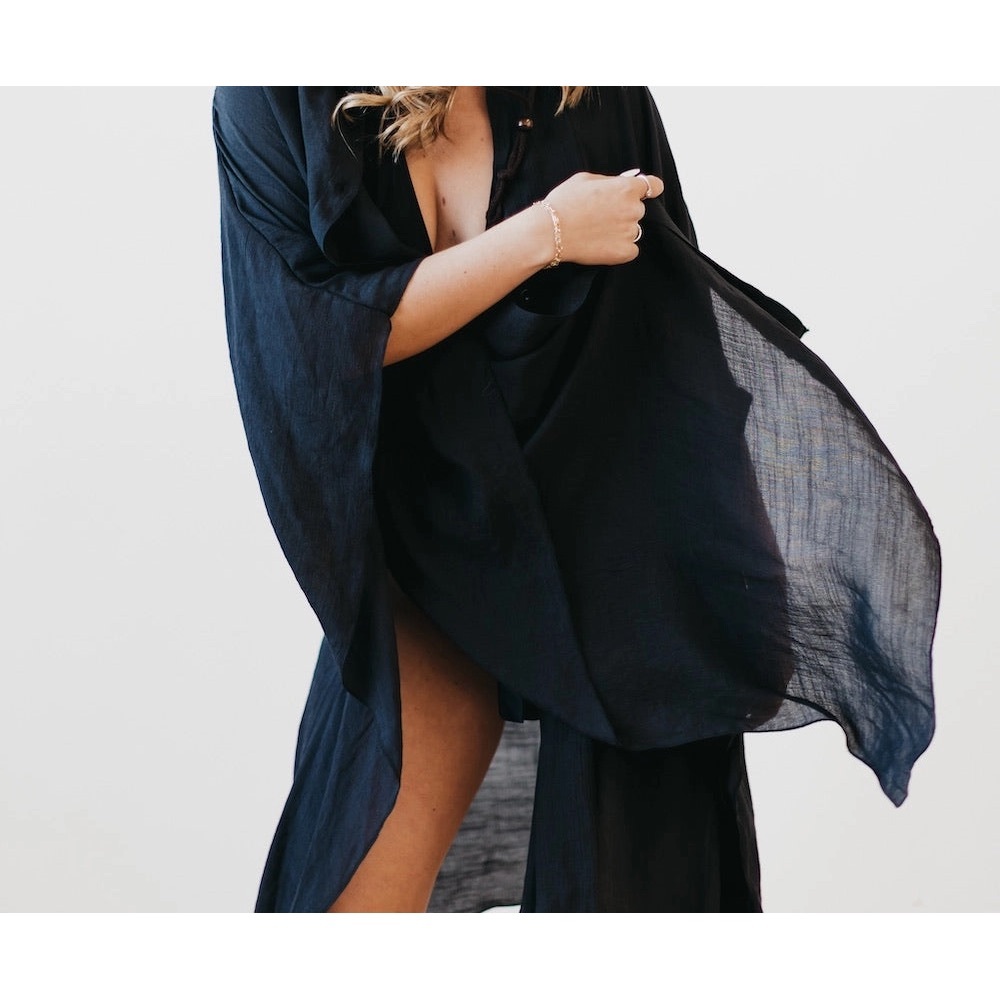 NWT Beach Kimono in BLACK Beach Cover Up.